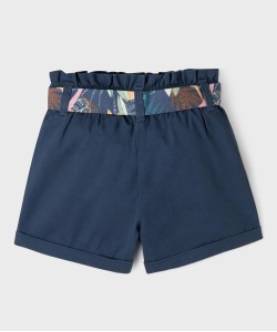 Short en coton taille haute avec ceinture à nouer fille